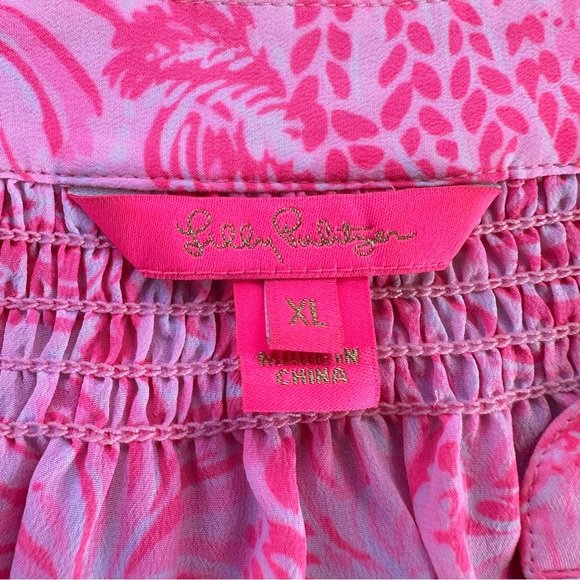 Lilly Pulitzer Elsa Top Pink Blossom Foxy Llama XL - Picture 6 of 13